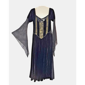 Subterranea Black Lace-up Gothic Dress Medieval Renaissance Bell Sleeve Sz L NWT